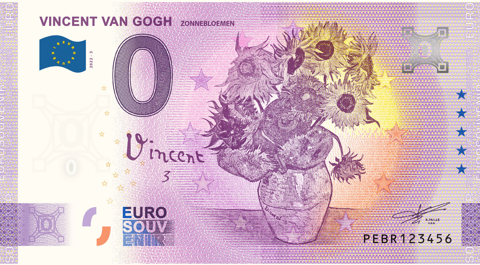 0 Euro Nederland 2022 Van Gogh Zonnebloemen