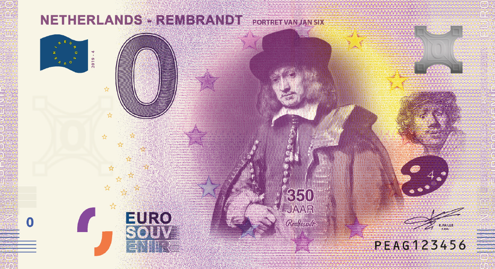 0 Euro Nederland 2019 Rembrandt Portret van Jan Six