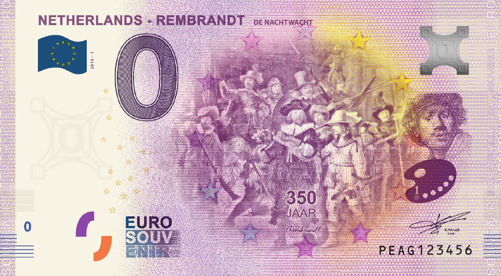 0 Euro Nederland 2019 Rembrandt De Nachtwacht