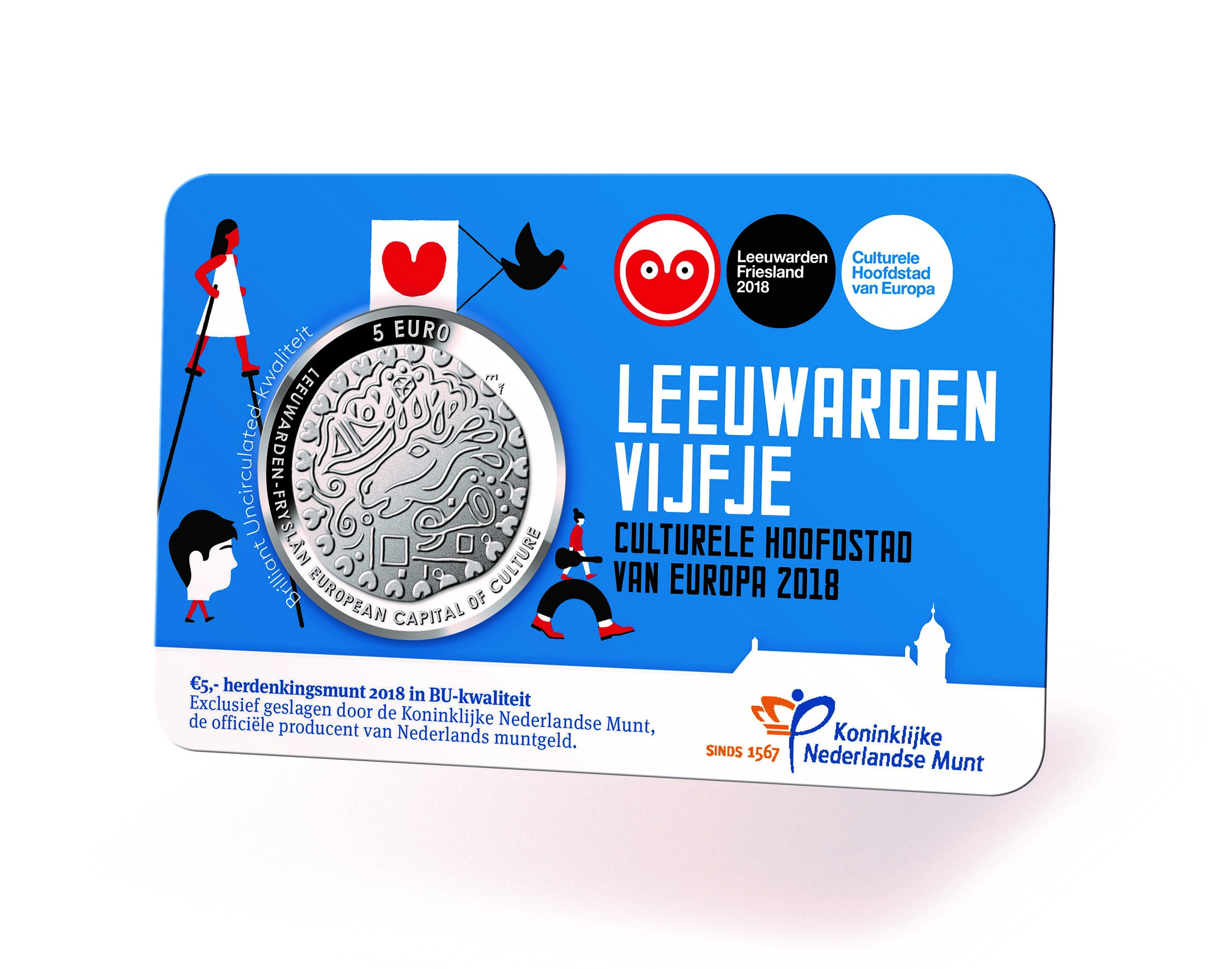 Leeuwarden Vijfje 2018 Coincard in BU-kwaliteit