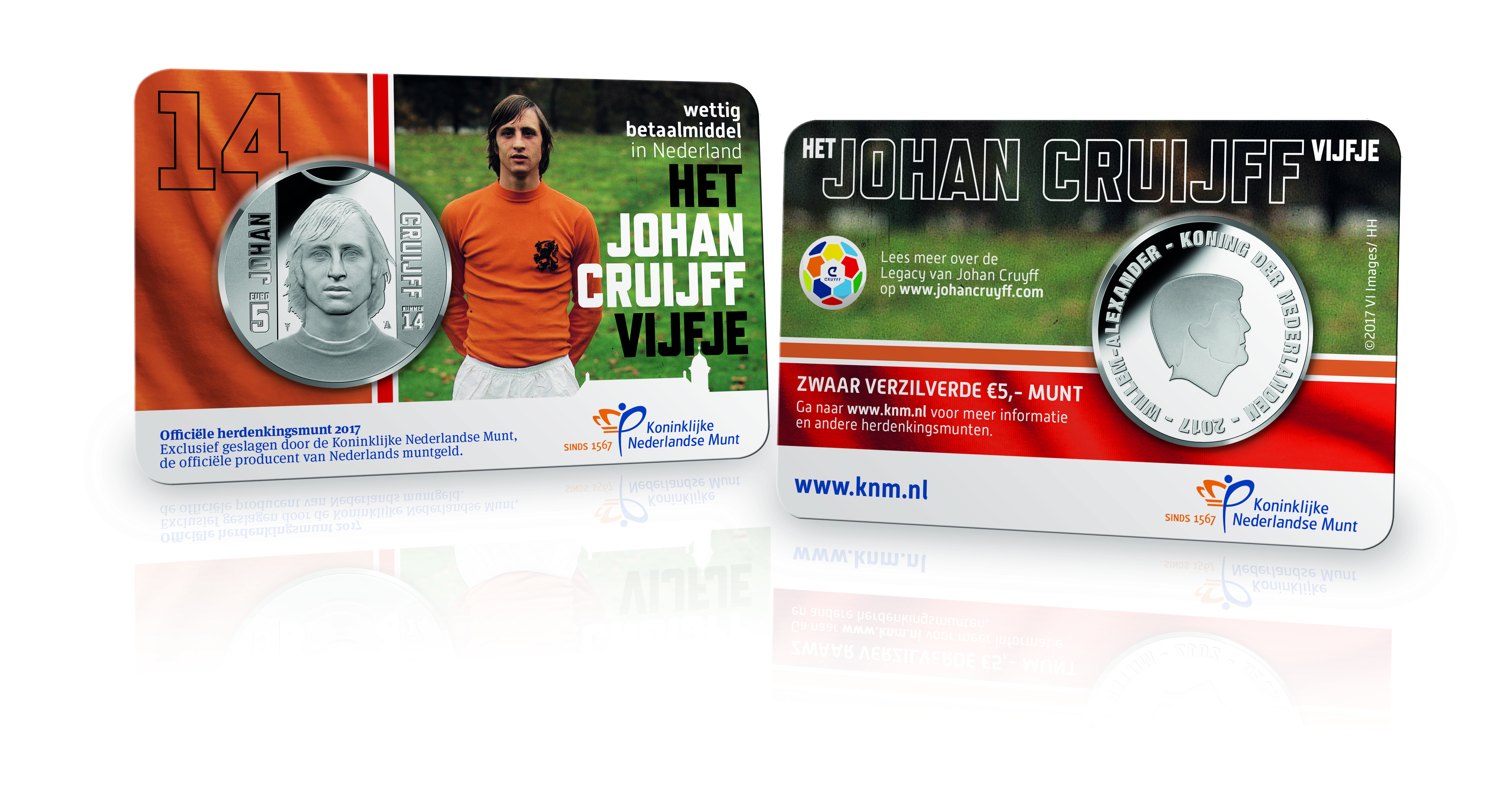 Johan Cruijff Vijfje 2017 coincard in UNC-kwaliteit