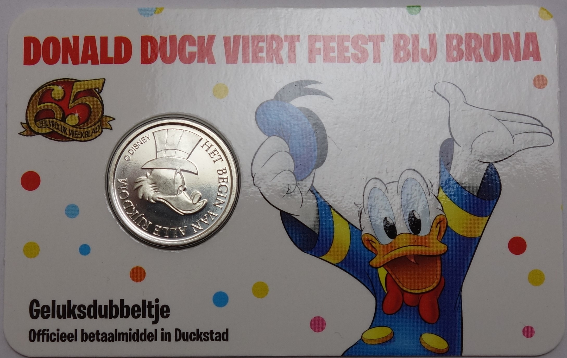 65 jaar Donald Duck Geluksdubbeltje 2017 coincard