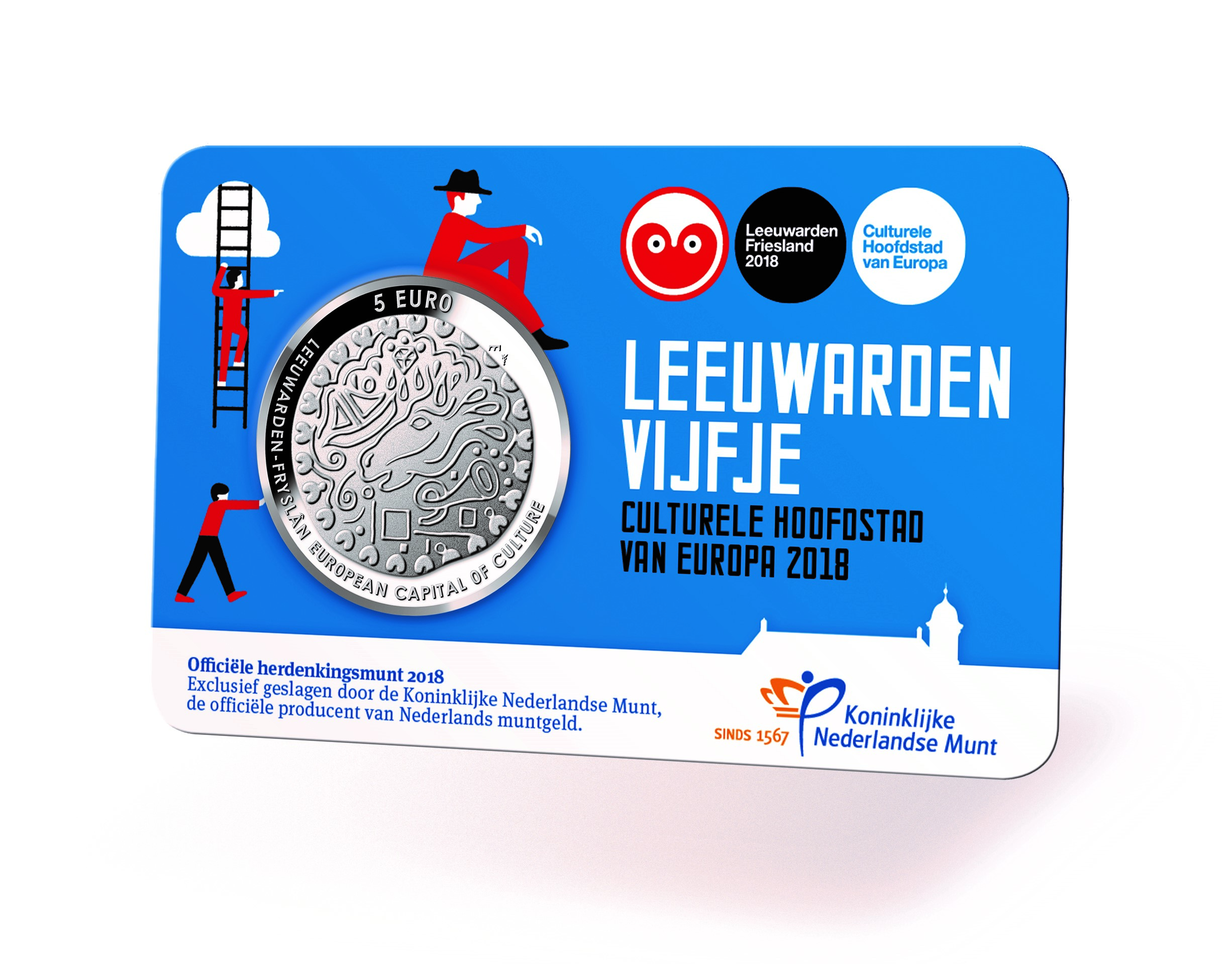 Leeuwarden Vijfje 2018 Coincard in UNC-kwaliteit