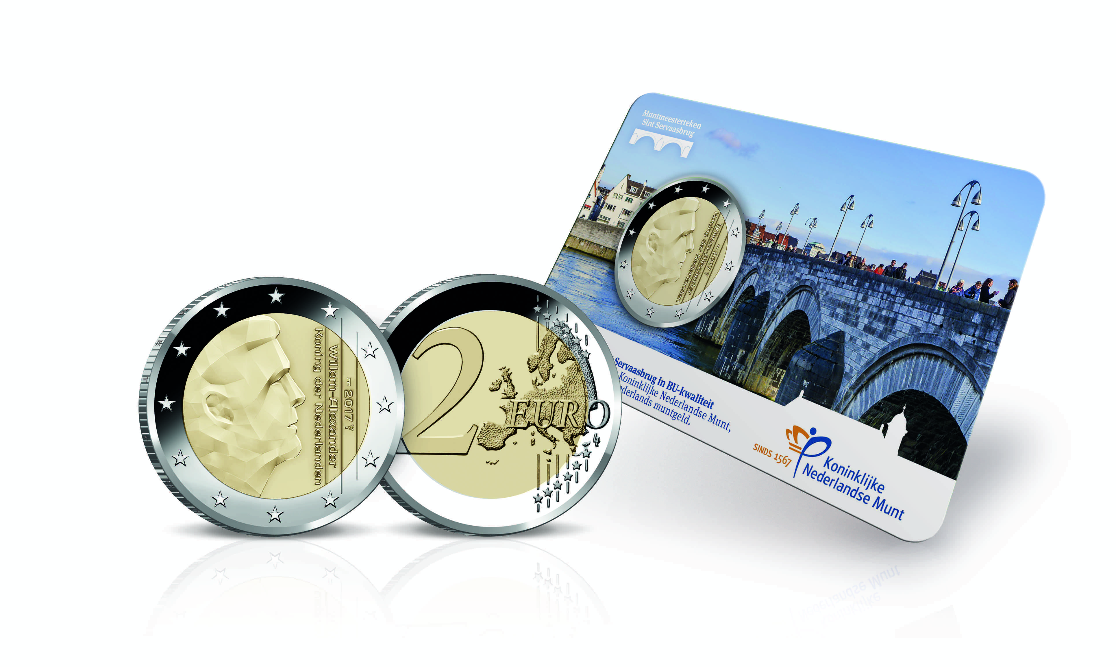 Sint Servaasbrug 2 Euro 2017 coincard in BU-kwaliteit