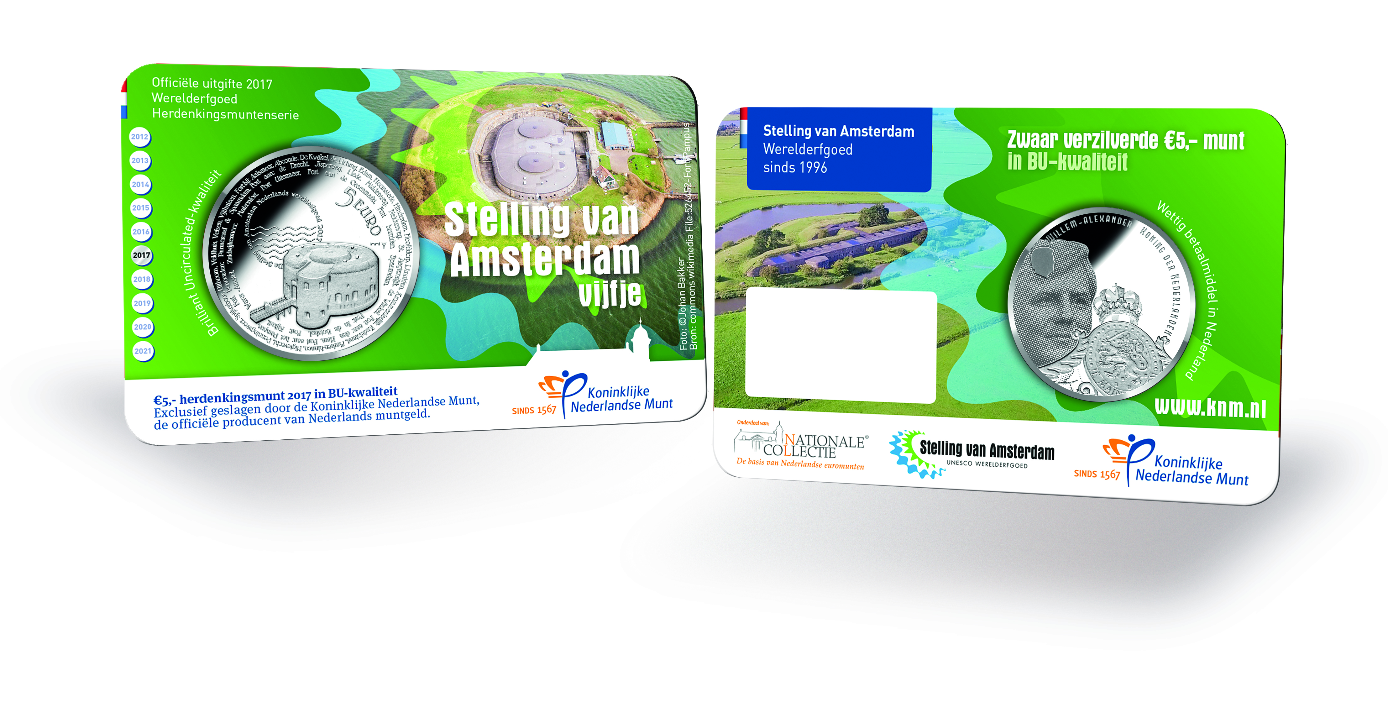 Stelling van Amsterdam 5 Euro 2017 coincard in BU-kwaliteit