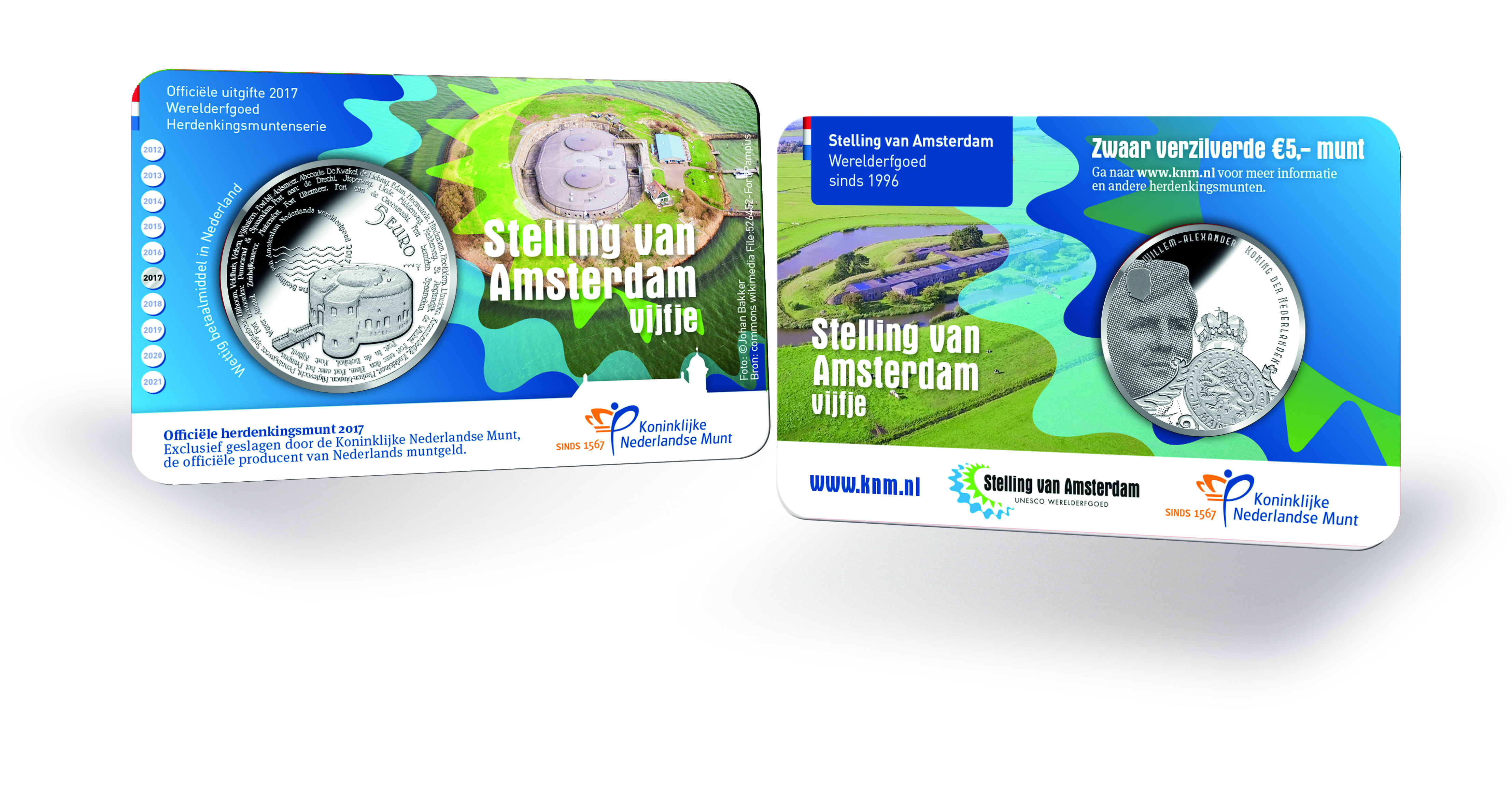 Stelling van Amsterdam 5 Euro 2017 coincard in UNC-kwaliteit