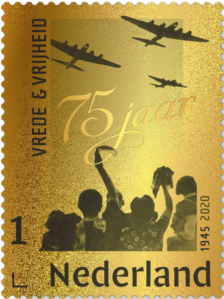 Gouden postzegel 75 jaar vrede & vrijheid 2020