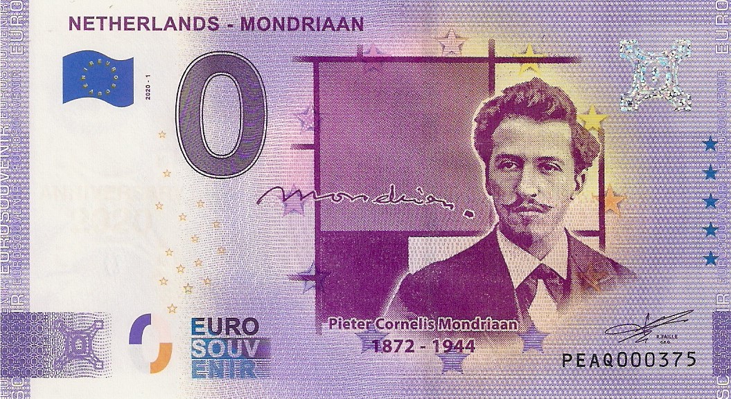 0 Euro Nederland 2020 Piet Mondriaan Anniversary