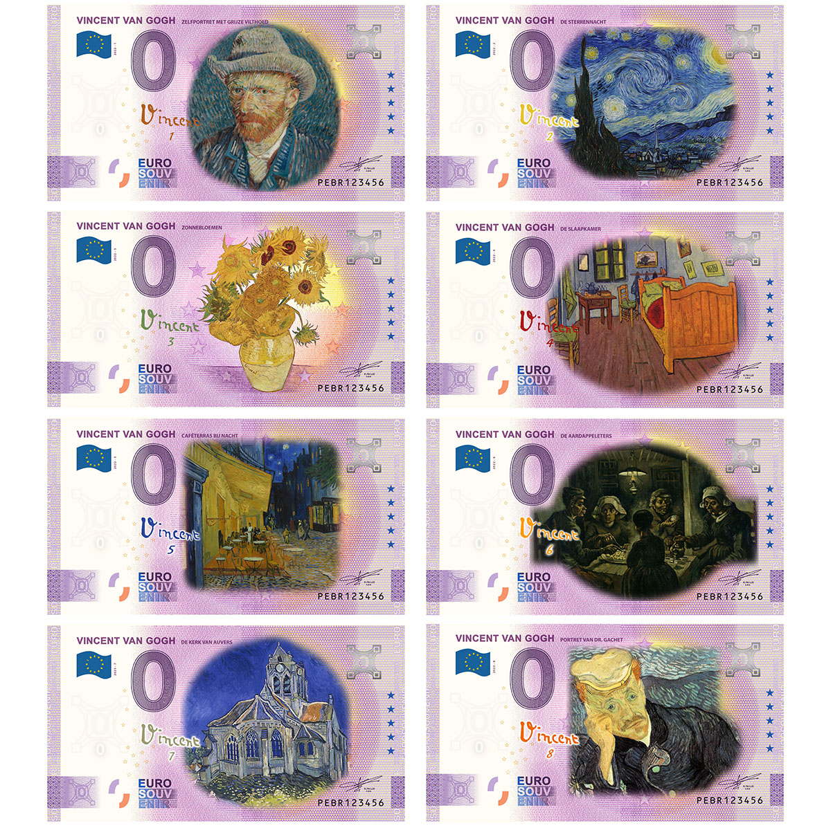0 Euro Nederland Van Gogh collectie 1/8 kleur