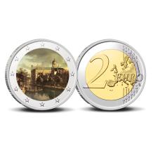 2 Euro munt Amsterdam 750-6 Gezicht op Nieuwezijds Voorburgwal met Paleis