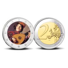 2 Euro munt kleur Frans Hals -De Luitspeler