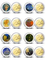 2 Euro munten kleur Van Gogh 1/8 complete set serie 1