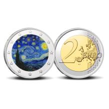 2 Euro munt kleur Van Gogh 2 De Sterrennacht