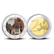 2 Euro munt kleur Vermeer Het Straatje