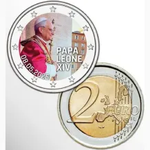 2 Euro munt kleur Papa Leone XIV - 08.05.2025