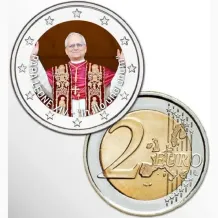 2 Euro munt kleur Papa Leone XIV - In illo uno unum