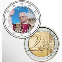 2 Euro munt kleur Papa Leone XIV - La pace sia con voi