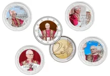 2 Euro munten kleur Papa Leone XIV complete set
