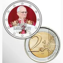 2 Euro munt kleur Papa Leone XIV