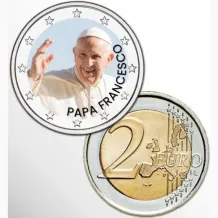2 Euro munt kleur Papa Francesco  zonder jaartal