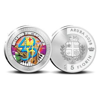 Aruba 5 Florin ‘40 jaar Status Aparte en 50 jaar Vlag en Volkslied’