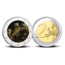 2 Euro munt kleur Rembrandt Het feestmaal van Belsazar
