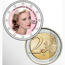2 Euro kleur Princess Grace Kelly of Monaco