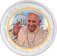2 Euro munt kleur Papa Francesco