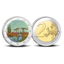 2 Euro munt kleur Van Gogh 12 Brug van Langlois