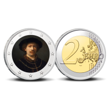 2 Euro munt kleur Rembrandt Zelfportret