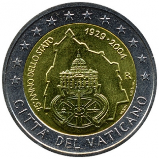 2 EURO 2004	75 jaar Vaticaanstad	UNC Vaticaan