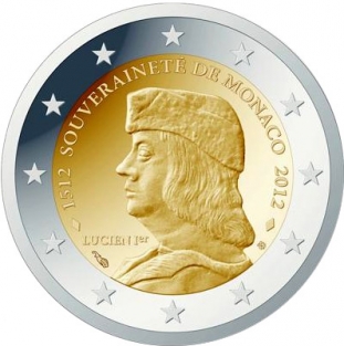 2 EURO 2012	500 jaar Lucien Grimaldi	UNC Monaco