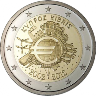 2 EURO 2012 10 jaar Euro UNC Cyprus