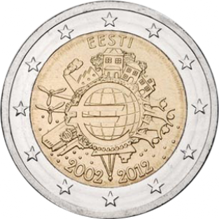 2 EURO 2012	10 jaar Euro	UNC Estland