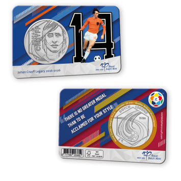 Johan Cruyff Legacy 2016–2026 – Penning in coincard Oranje-Barcelona Editie