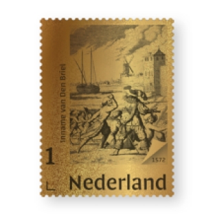 Gouden postzegel Inname van Den Briel 2022