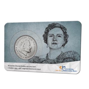 Historische coincard  zilveren gulden Juliana 1955